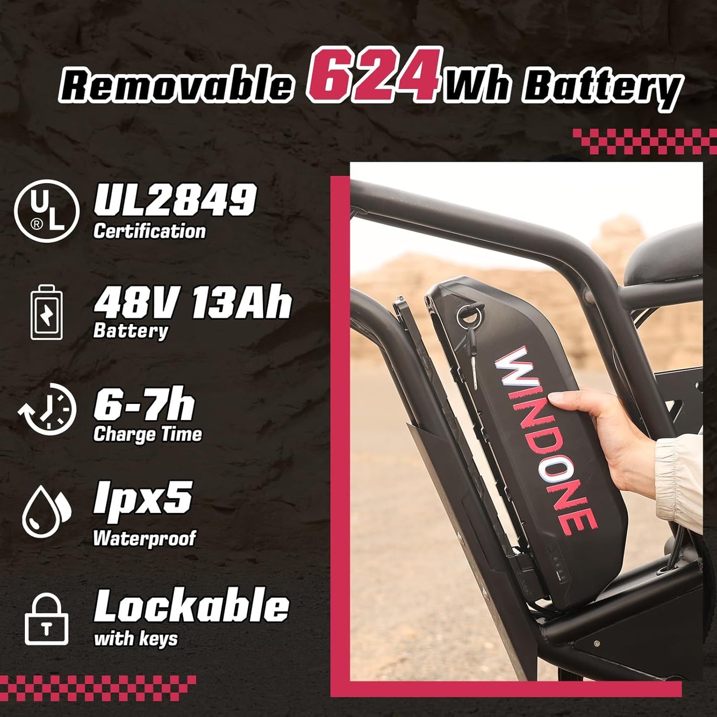 E2/K20 Electric Bike for Adults, 48V 13Ah/15Ah Battery, Up to 28 MPH & 46.6/60 Miles (PAS), 750/1000W Peak Ebike with All-Terrain 20"/26'' Fat Tires, UL Certified, Moped E-Bike