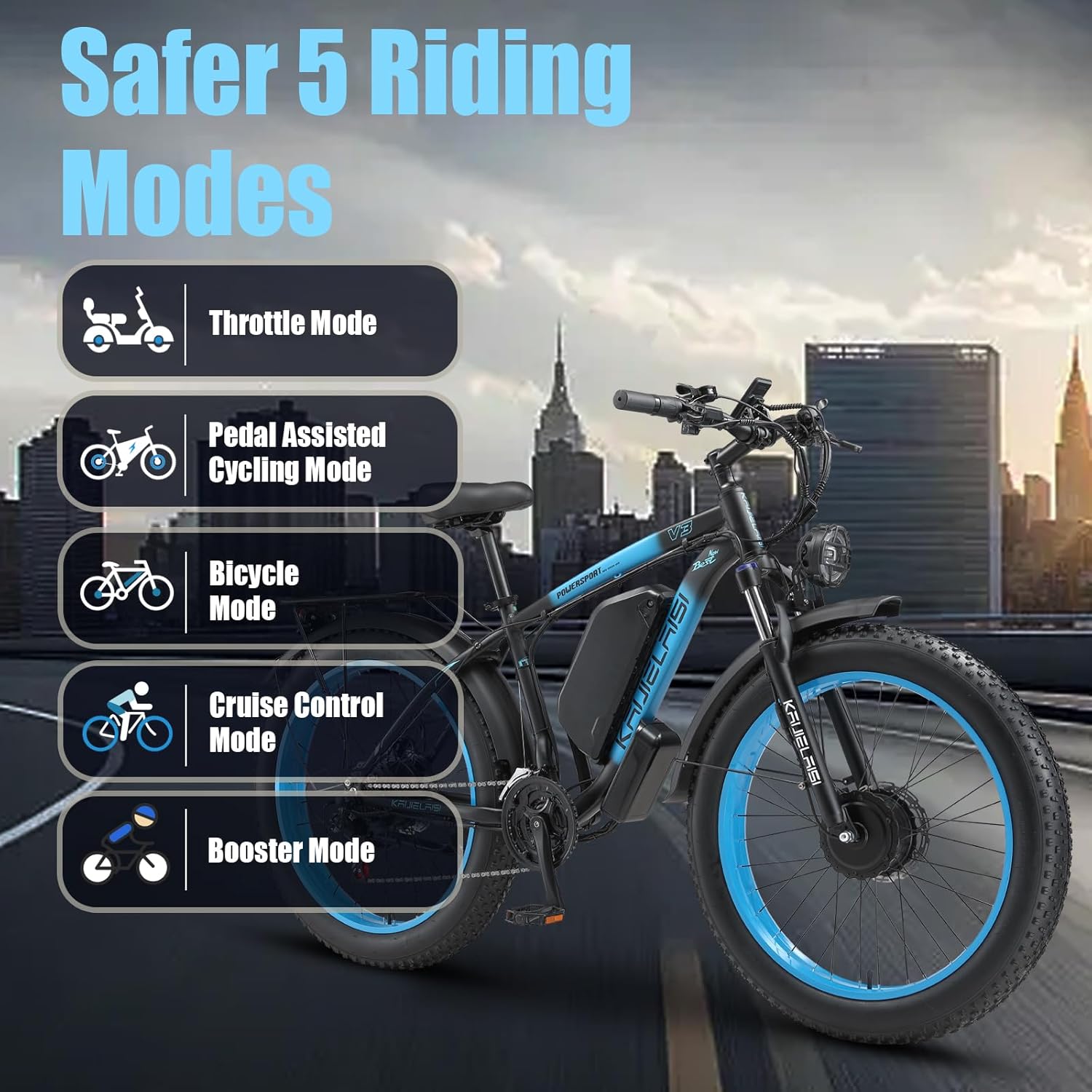 AWD Electric Bike for Adults, Peak 4000W Power 26” Fat Tire Ebike, 34MPH Dual Motor Electric Bicycles, 48V 23AH Removable Battery Fast Dual Hydraulic Brakes Electric Mountain Bike