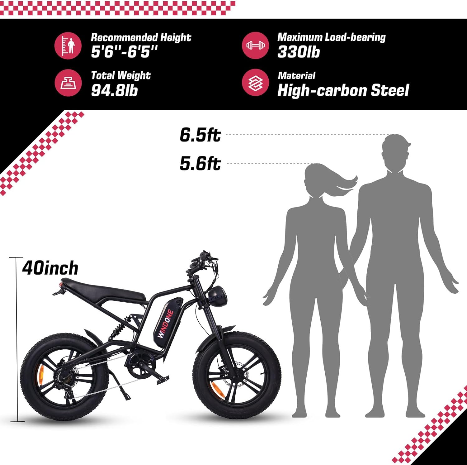 E2/K20 Electric Bike for Adults, 48V 13Ah/15Ah Battery, Up to 28 MPH & 46.6/60 Miles (PAS), 750/1000W Peak Ebike with All-Terrain 20"/26'' Fat Tires, UL Certified, Moped E-Bike