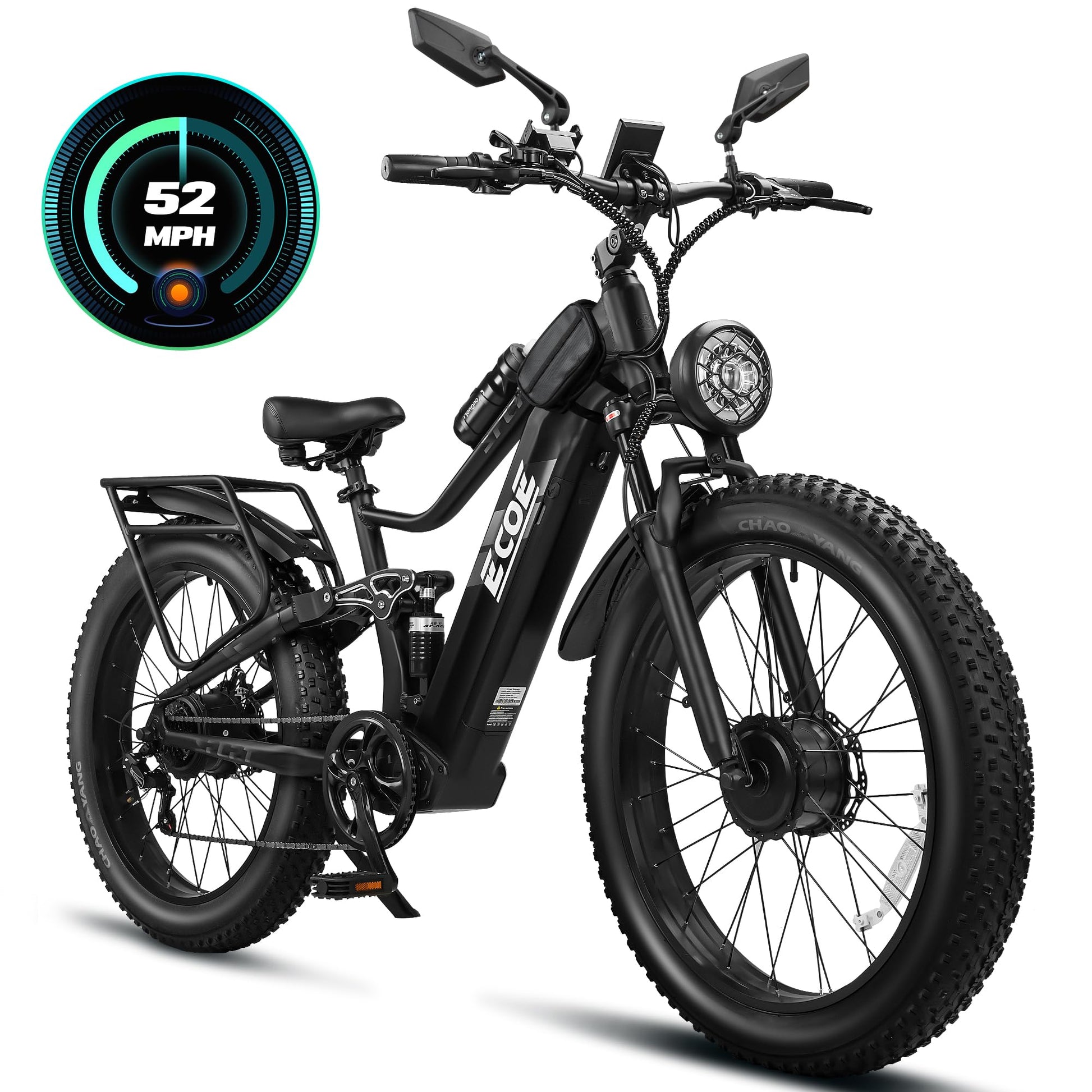 5000W Dual Motor Electric Bike for Adults 52MPH with 60V 32AH Battery, 26x4 Fat Tire All Terrain Ebikes, Full Suspension E Bike, SHM 7-Speed Gear Electric Bicycle(63v) (63V-Z)